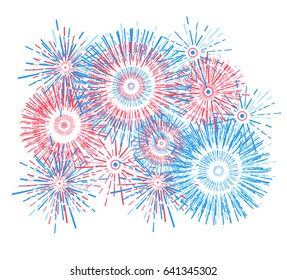 Vector holiday firework. Independence day of America