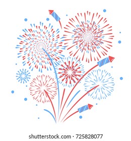 Vector holiday firework. Independence day of America