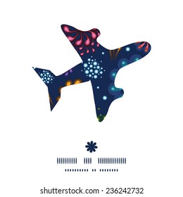 Vector holiday fireworks airplane silhouette pattern frame