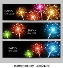 Vector Holiday Fireworks Background.