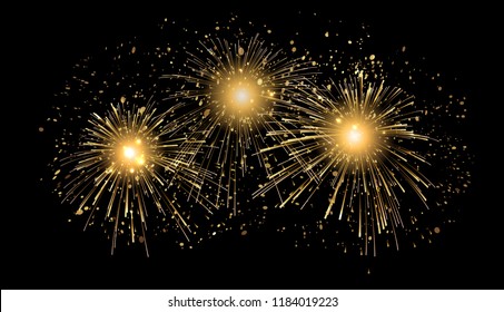 Vector Holiday Fireworks Background. Happy New Year 2019