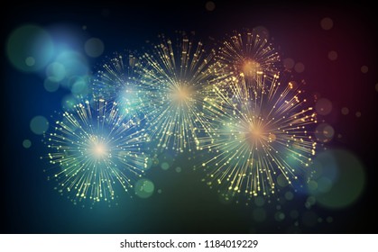 Vector Holiday Fireworks Background. Happy New Year