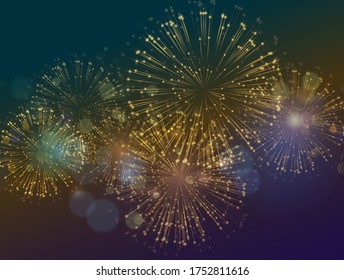 Vector Holiday Fireworks Background. Happy New Year, Independence Day background