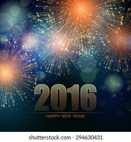 Vector Holiday Fireworks Background. Happy New Year 2016