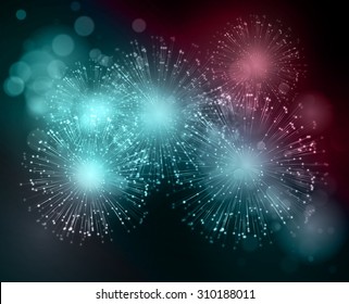 Vector Holiday Fireworks Background. Happy New Year 2016