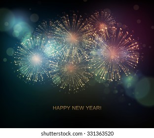 Vector Holiday Fireworks Background. Happy New Year 2016