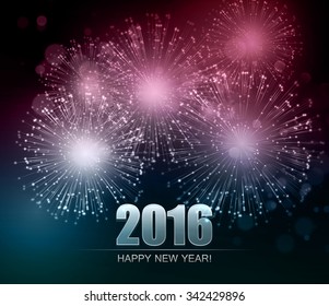 Vector Holiday Fireworks Background. Happy New Year 2016