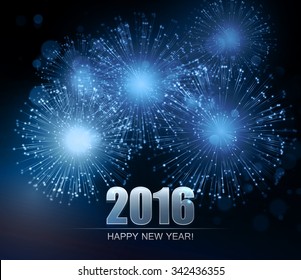 Vector Holiday Fireworks Background. Happy New Year 2016