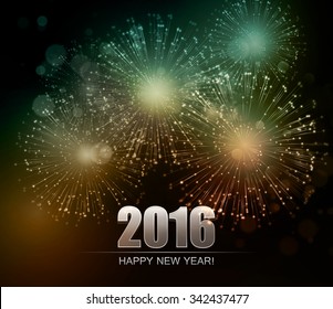 Vector Holiday Fireworks Background. Happy New Year 2016