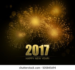 Vector Holiday Fireworks Background. Happy New Year 2017