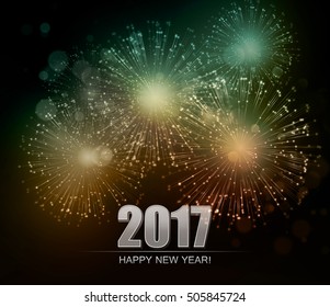 Vector Holiday Fireworks Background. Happy New Year 2017