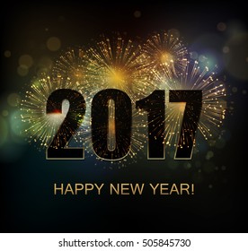 Vector Holiday Fireworks Background. Happy New Year 2017