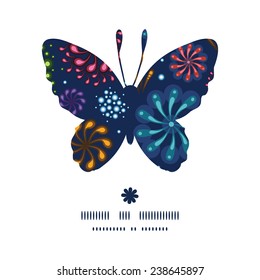 Vector holiday fireworks butterfly silhouette pattern frame