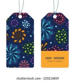 Vector holiday fireworks vertical stripe frame pattern tags set