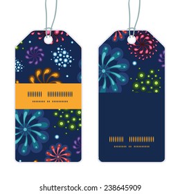 Vector holiday fireworks vertical stripe frame pattern tags set