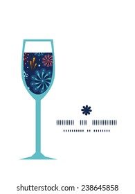 Vector holiday fireworks wine glass silhouette pattern frame