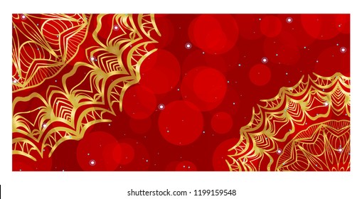 Vector hOLIDAY FLYER with Mandala Pattern. Template for Flyer or Invitation Card Design.