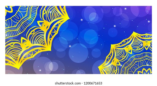 Vector hOLIDAY FLYER with Mandala Pattern. Template for Flyer or Invitation Card Design.