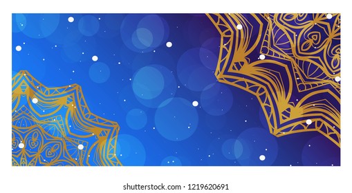 Vector hOLIDAY FLYER with Mandala Pattern. Template for Flyer or Invitation Card Design.