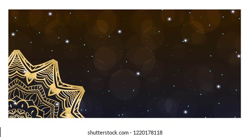 Vector hOLIDAY FLYER with Mandala Pattern. Template for Flyer or Invitation Card Design.