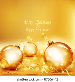 vector holiday gold background with gold balls