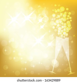 Vector holiday golden background with lights