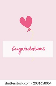 Vector holiday greeting card with hand drawn congratulations in delicate colors. Simple, bright, festive doodle style poster. Designs for prints, stickers, social media, printing, web, invitations