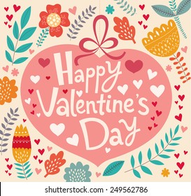 Vector holiday greeting card. Happy Valentine's Day