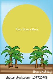 Vector Holiday Greeting Card with Palm Tree Postcard