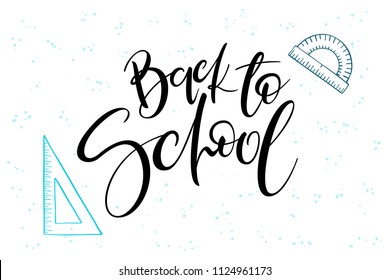 vector holiday hand lettering back to school label with doodle stationery and dots.