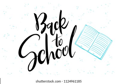 vector holiday hand lettering back to school label with doodle stationery and dots.