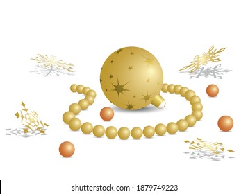 vector holiday illustration with decorative ball and pearls
