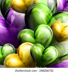 vector holiday illustration of flying balloon hearts. Valentines Day or wedding background