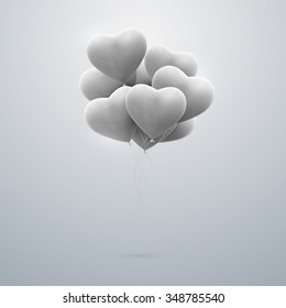 vector holiday illustration of flying bunch of balloon hearts. Happy Valentines Day
