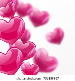 Vector holiday illustration of flying helium balloon hearts. Valentines Day, wedding invitation, Mother's day festive decoration