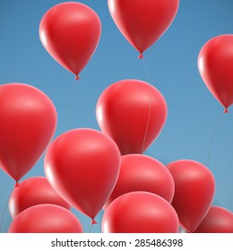 vector holiday illustration of flying realistic glossy balloons