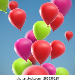 vector holiday illustration of flying realistic glossy balloons