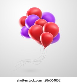 vector holiday illustration of flying realistic glossy balloons