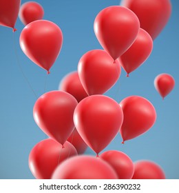 vector holiday illustration of flying realistic glossy balloons
