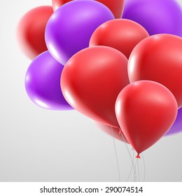 vector holiday illustration of flying realistic glossy balloons