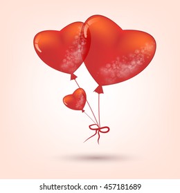 vector holiday illustration of flying red balloon hearts. Eps10 vector illustration