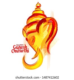 vector holiday illustration of ganesha chaturthi. Ganesha festival is a celebration dedicated to Ganesha, the Indian god with the head of an elephant. stylized holiday brush drawing illustration