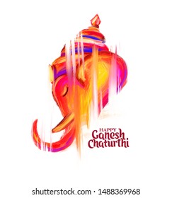 vector holiday illustration of ganesha chaturthi. Ganesha festival is a celebration dedicated to Ganesha, the Indian god with the head of an elephant. stylized holiday brush drawing illustration