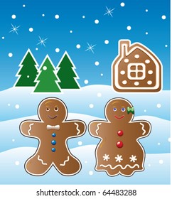 vector holiday illustration of gingerbread cookies