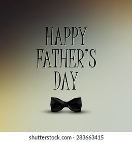 vector holiday illustration of  Happy Fathers Day label with a black bow tie in low-polygonal style.

