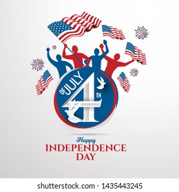 vector holiday illustration. Independence Day United States of America celebrate July 4th. USA independence adopted in 1776. graphic design elements for posters of flyers, brochures, and cards