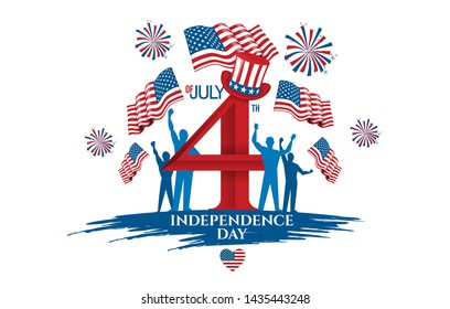 vector holiday illustration. Independence Day United States of America celebrate July 4th. USA independence adopted in 1776. graphic design elements for posters of flyers, brochures, and cards