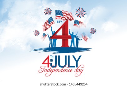 vector holiday illustration. Independence Day United States of America celebrate July 4th. USA independence adopted in 1776. graphic design elements for posters of flyers, brochures, and cards
