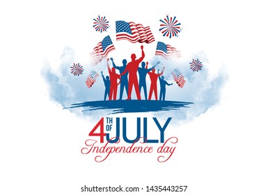 vector holiday illustration. Independence Day United States of America celebrate July 4th. USA independence adopted in 1776. graphic design elements for posters of flyers, brochures, and cards