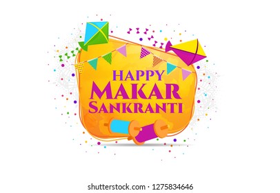 vector holiday illustration. Makara Sankranti or Sankranti. Hindu harvest festival, celebrated at the winter solstice. graphic design for posters, flyers, cards, brochures, covers.